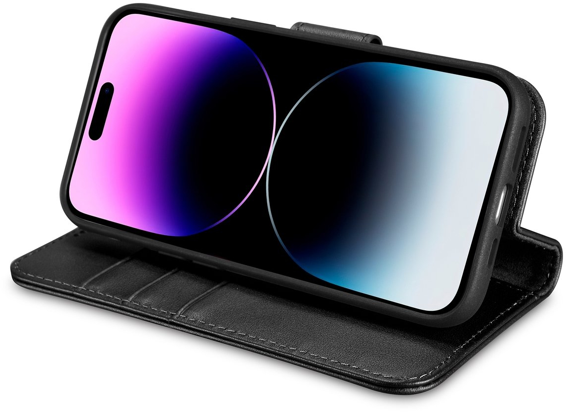 iCarer Wallet Case 2in1 Cover iPhone 14 Pro Leather Flip Cover Anti-RFID black (WMI14220726-BK)