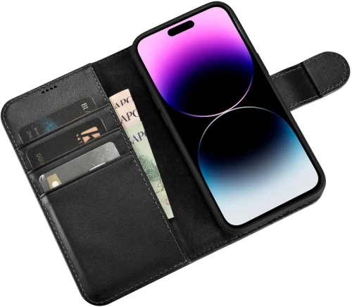 iCarer Wallet Case 2in1 Cover iPhone 14 Pro Leather Flip Cover Anti-RFID black (WMI14220726-BK)