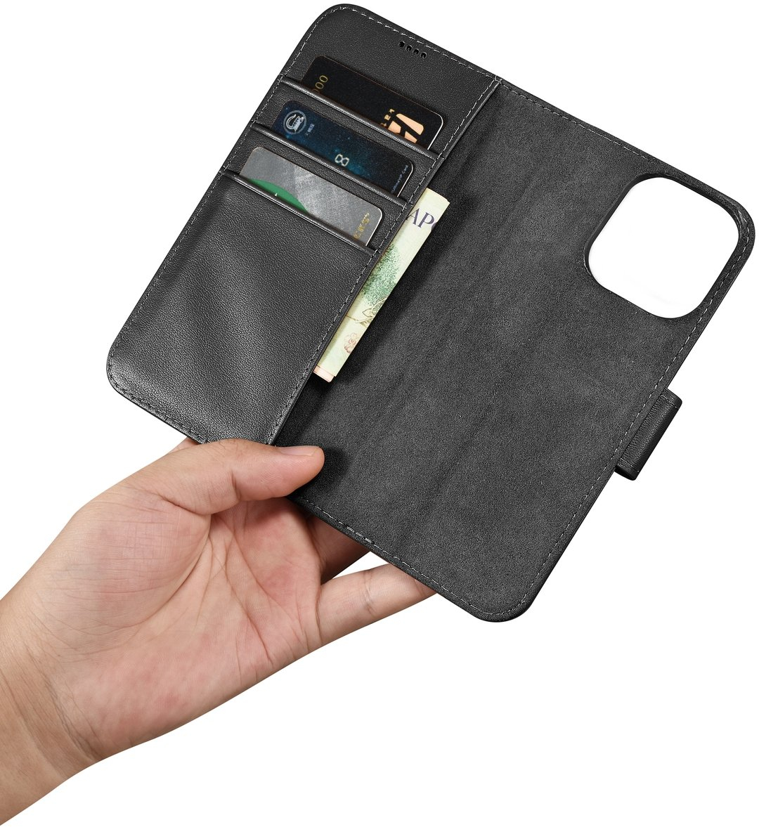 iCarer Wallet Case 2in1 Cover iPhone 14 Pro Leather Flip Cover Anti-RFID black (WMI14220726-BK)