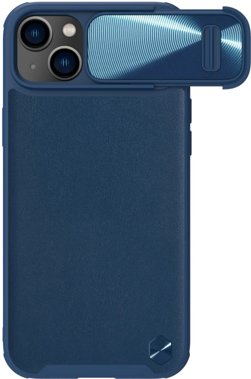 Nillkin CamShield Leather S Case iPhone 14 cover with camera cover blue