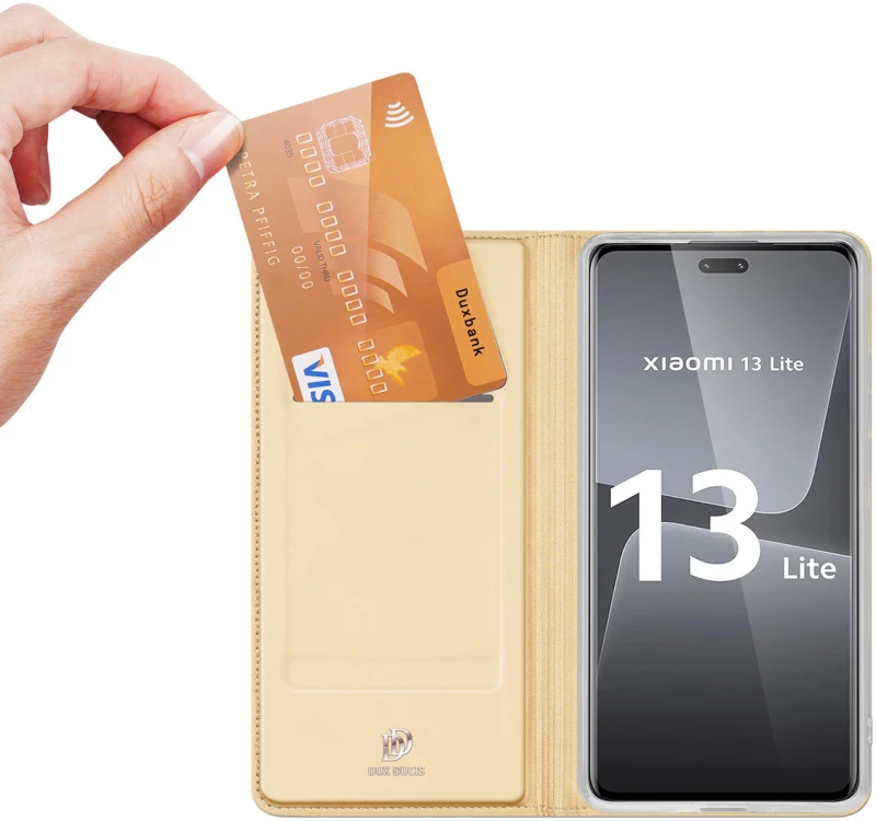 Dux Ducis Skin Pro Case for Xiaomi 13 Lite Flip Card Wallet Stand Gold
