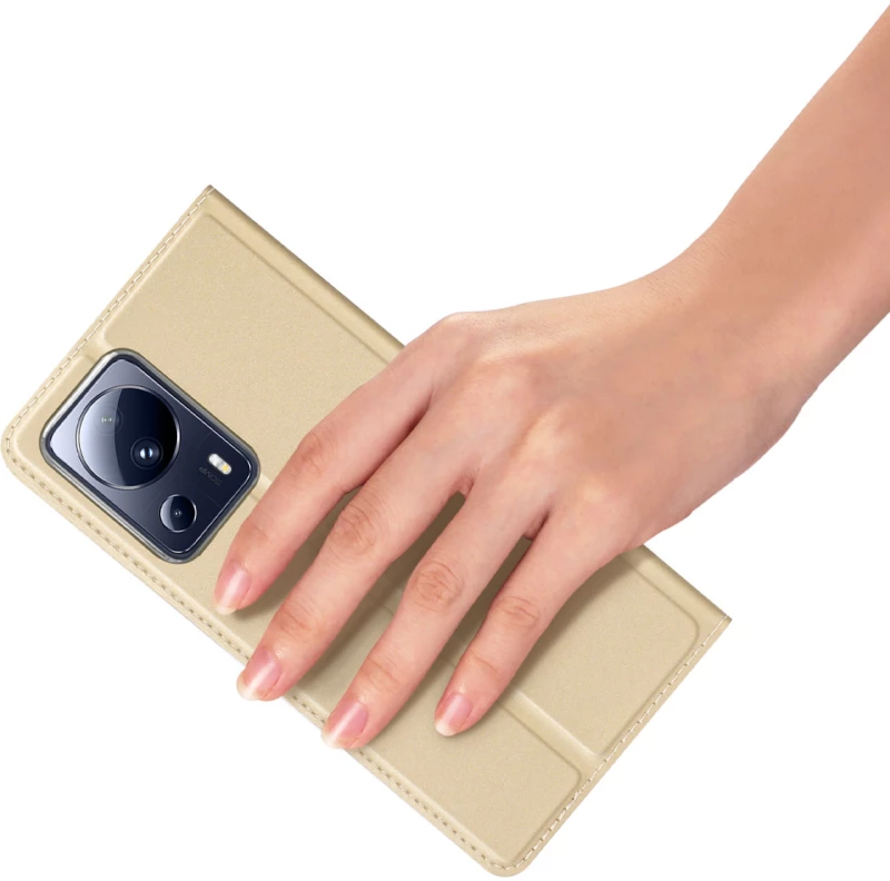 Dux Ducis Skin Pro Case for Xiaomi 13 Lite Flip Card Wallet Stand Gold