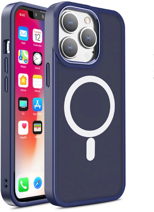 Magnetic Color Matte Case for iPhone 15 Plus - navy blue
