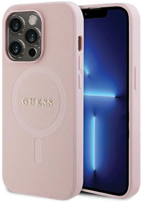 Guess GUHMP13LPSAHMCP case for iPhone 13 Pro / 13 - pink Saffiano MagSafe