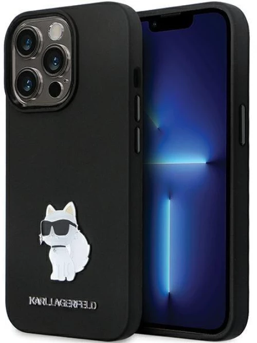 Karl Lagerfeld KLHCP14XSMHCNPK case for iPhone 14 Pro Max 6.7" - black Silicone C Metal Pin
