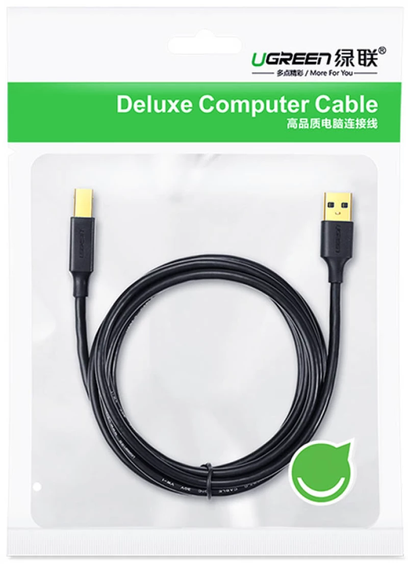 Ugreen printer cable USB-A - USB-B 480Mb/s 5m black (US135)