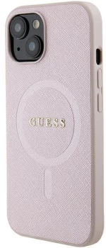 Guess Saffiano MagSafe case for iPhone 15 Plus - pink