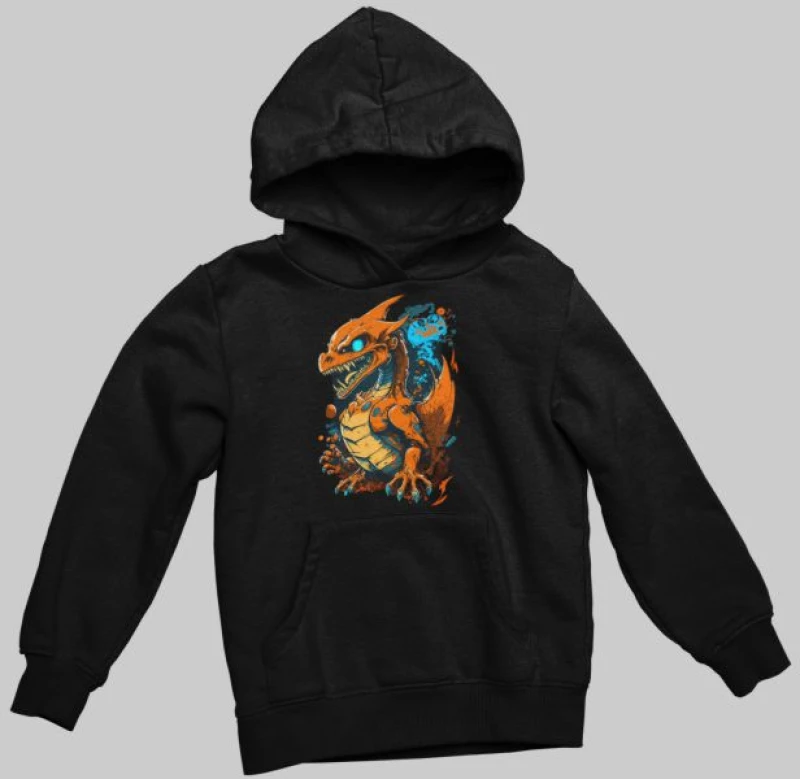 Zombie Charizard παιδικό φούτερ με κουκούλα - BLACK