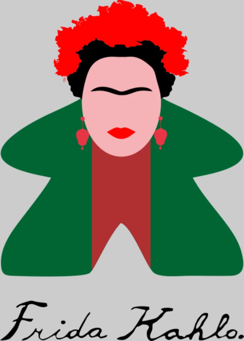 Frida Kahlo Meeple μακρυμάνικο παιδικό T-shirt - BLACK