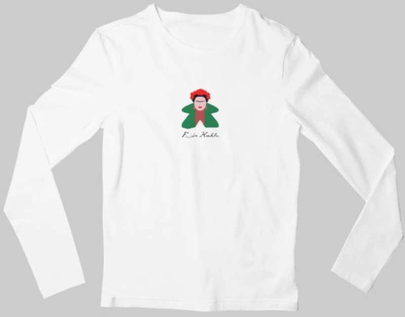 Frida Kahlo Meeple μακρυμάνικο παιδικό T-shirt - BLACK