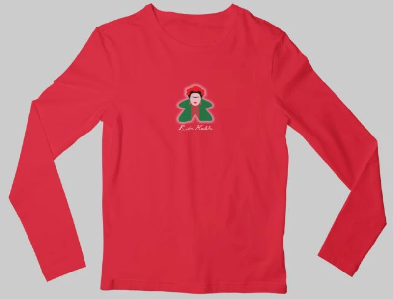 Frida Kahlo Meeple μακρυμάνικο παιδικό T-shirt - BLACK