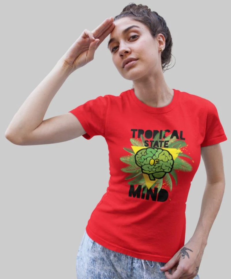 Tropical state of mind w t-shirt - WHITE