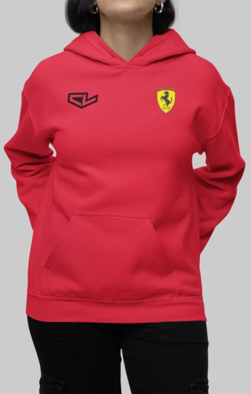 Charles Leclerc Ferrari w φούτερ με κουκούλα - RED