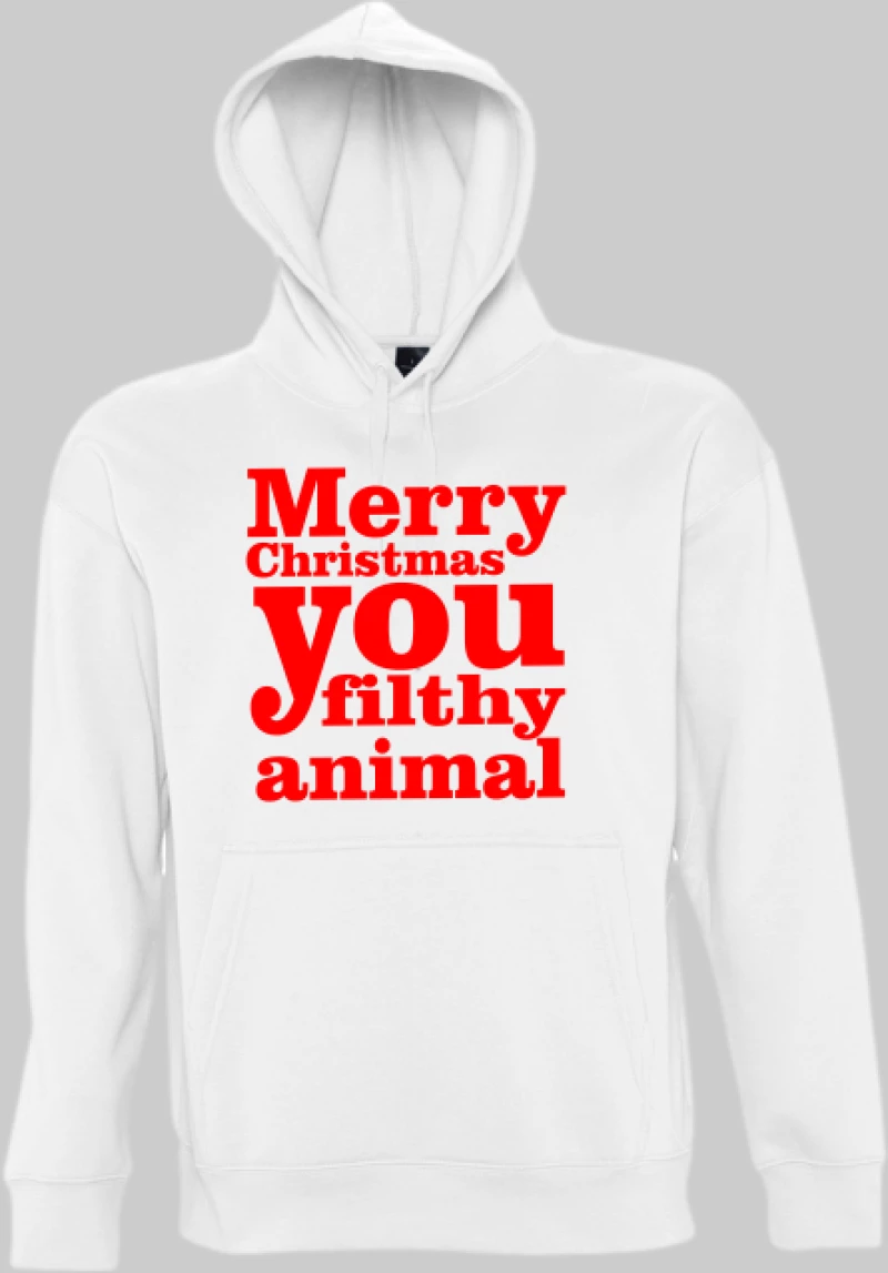 Merry christmas you filthy animal Hoodie - WHITE