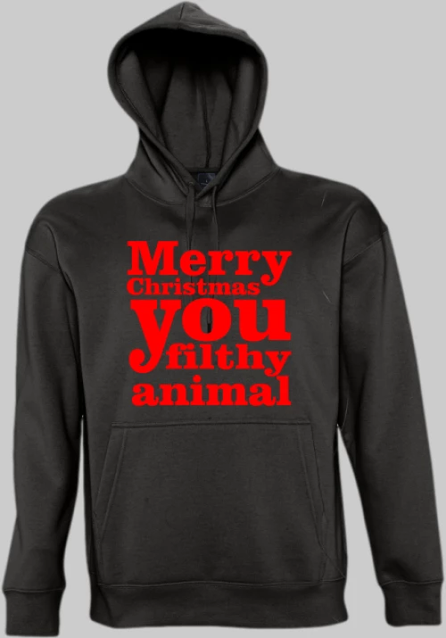 Merry christmas you filthy animal Hoodie - BLACK