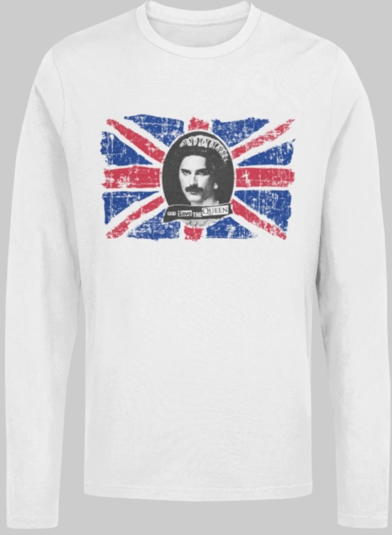 Freddie Mercury God Save The Queen μακρυμάνικο T-Shirt - WHITE
