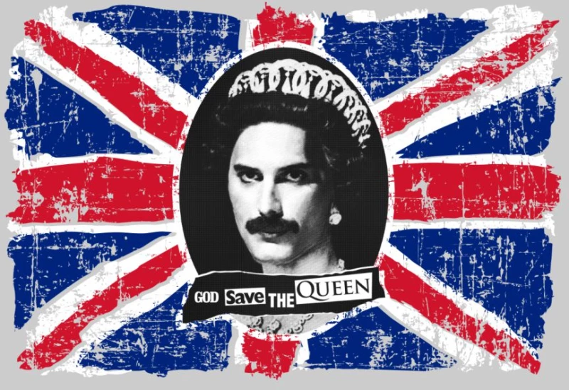 Freddie Mercury God Save The Queen μακρυμάνικο T-Shirt - WHITE