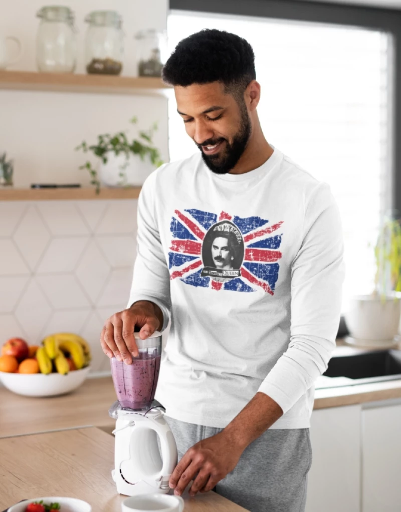 Freddie Mercury God Save The Queen μακρυμάνικο T-Shirt - WHITE