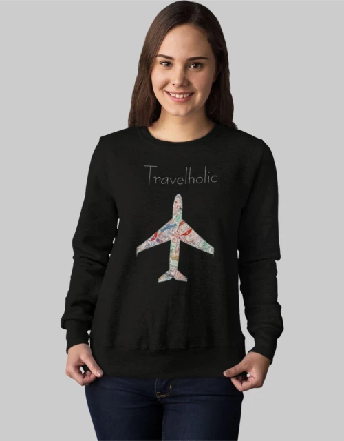 Travelholic w Φούτερ - BLACK