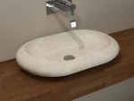 Νιπτήρας Επιτραπέζιος Πέτρινος Bati Stoone Ovalite Beige 55x40x13cm