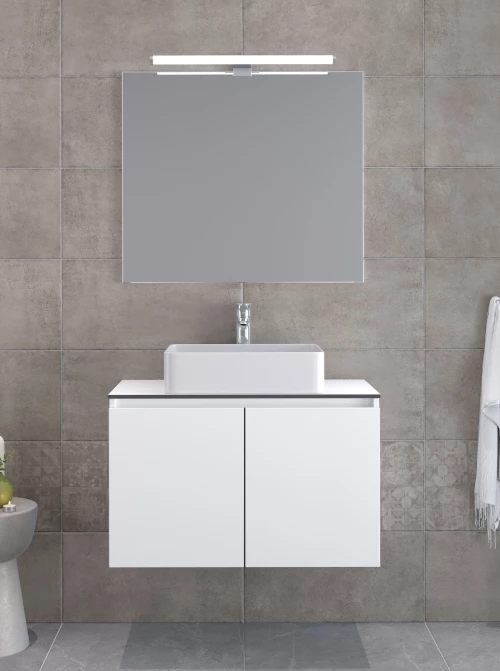 Έπιπλο Μπάνιου Furnibath Madrid 80TC Royal White Βάση,Νιπτήρας,Καθρέφτης (5MDCT80CWH)