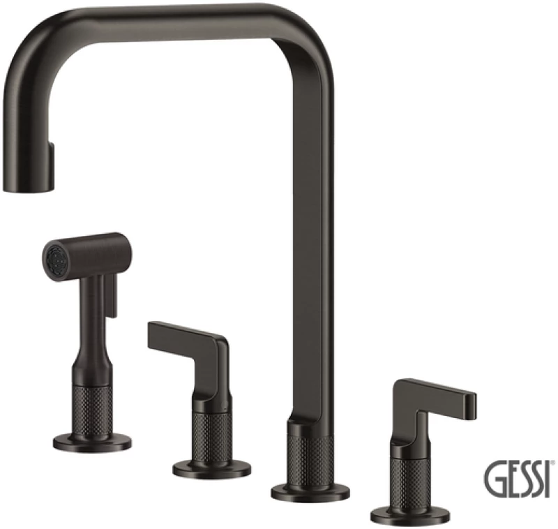 Μπαταρία Νεροχύτη 4 οπών INCISO, GESSI Black Metal Brushed PVD