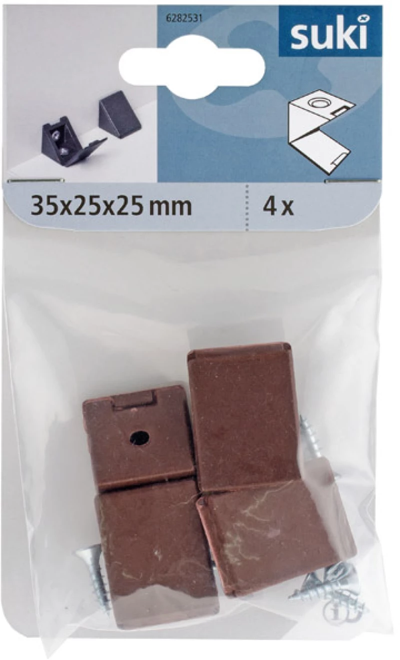 Γωνία Σύνδεσης 35x25x25x25mm Πλαστικό Καφέ