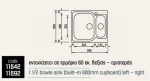 Νεροχύτης Sanitec Matico Ιnox Ένθετος Αντιχαρακτικός 58 x 50 (11692)