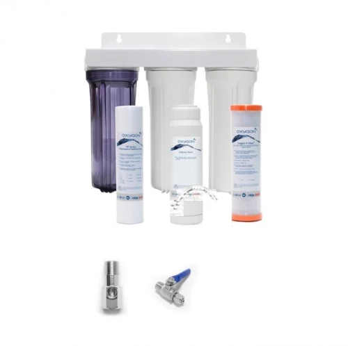 Oxygon Soft  Φίλτρανση & αποσκλήρυνση νερού  3σταδίων 10"x2,5" X-Clear 0,5μm & OxygonPP-5μm & Oxygon Ρητίνη 5μm WPC-PN000002-41 Φίλτρο χωρίς βρυσάκι