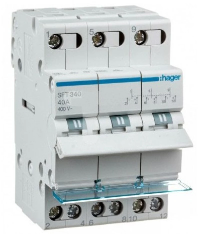 Διακόπτης ράγας 40A τριπολικός 3 θέσεων (I-O-II) Hager SFT340 SFT340