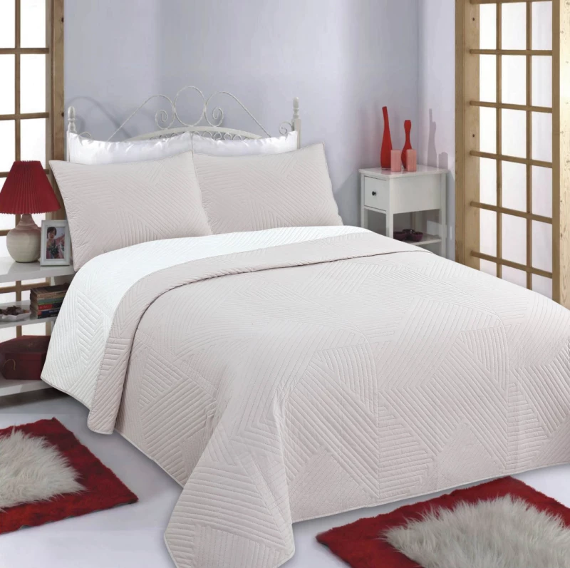 ΚΟΥΒΕΡΛΙ σετ (160cm x 220cm + 1 x 50cm x 70cm) LINES beige/ivory - -