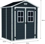 Πλαστική Αποθήκη Κήπου 6x5DD Manor Keter 185x152x226cm Μαύρη