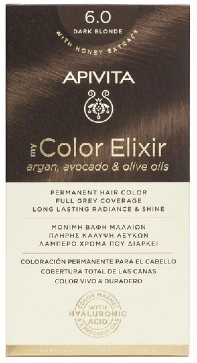 Apivita My Color Elixir Μόνιμη Βαφή Μαλλιών Χωρίς Αμμωνία - 6.0 Ξανθό Σκούρο
