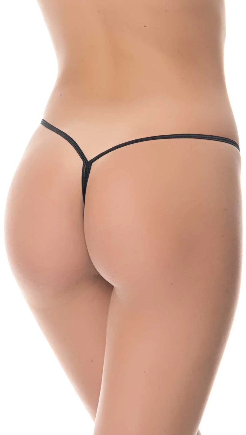 Milena G-String Σλιπ με Πούλιες Γυναικείο Εσώρουχο - Μαύρο