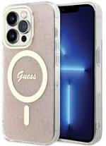 Guess 4g Θήκη προστασίας συμβατή με MagSafe για Apple iPhone 15 Pro Max - Ροζ