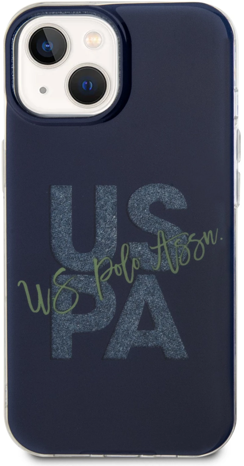 U.S. Polo Assn. Hard Case IML Glitter Script – Θήκη προστασίας από σιλικόνη iPhone 15 Navy – USHCP15SUGLV