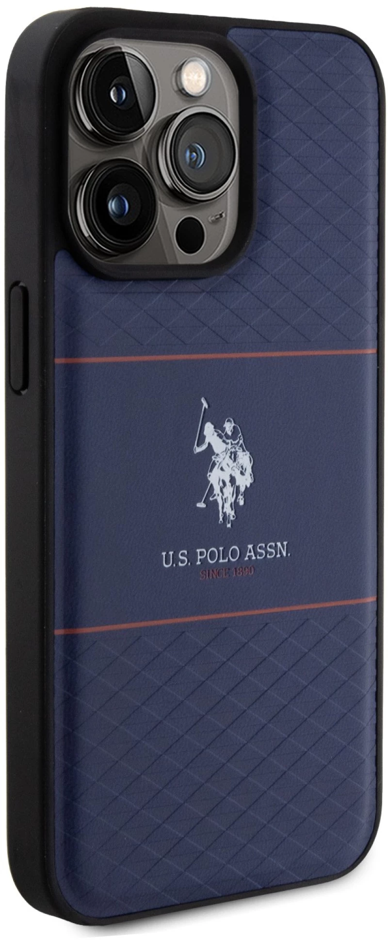 U.S. Polo Assn. HC PU Pattern Stripe – Θήκη προστασίας από σιλικόνη iPhone 15 Pro Max Navy – USHCP15XPTRV