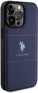 U.S. Polo Assn. HC PU Pattern Stripe – Θήκη προστασίας από σιλικόνη iPhone 15 Pro Max Navy – USHCP15XPTRV