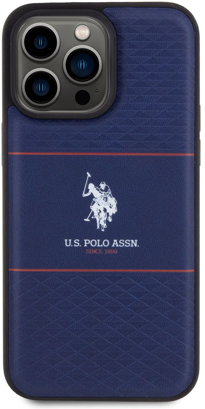 U.S. Polo Assn. HC PU Pattern Stripe – Θήκη προστασίας από σιλικόνη iPhone 15 Pro Max Navy – USHCP15XPTRV