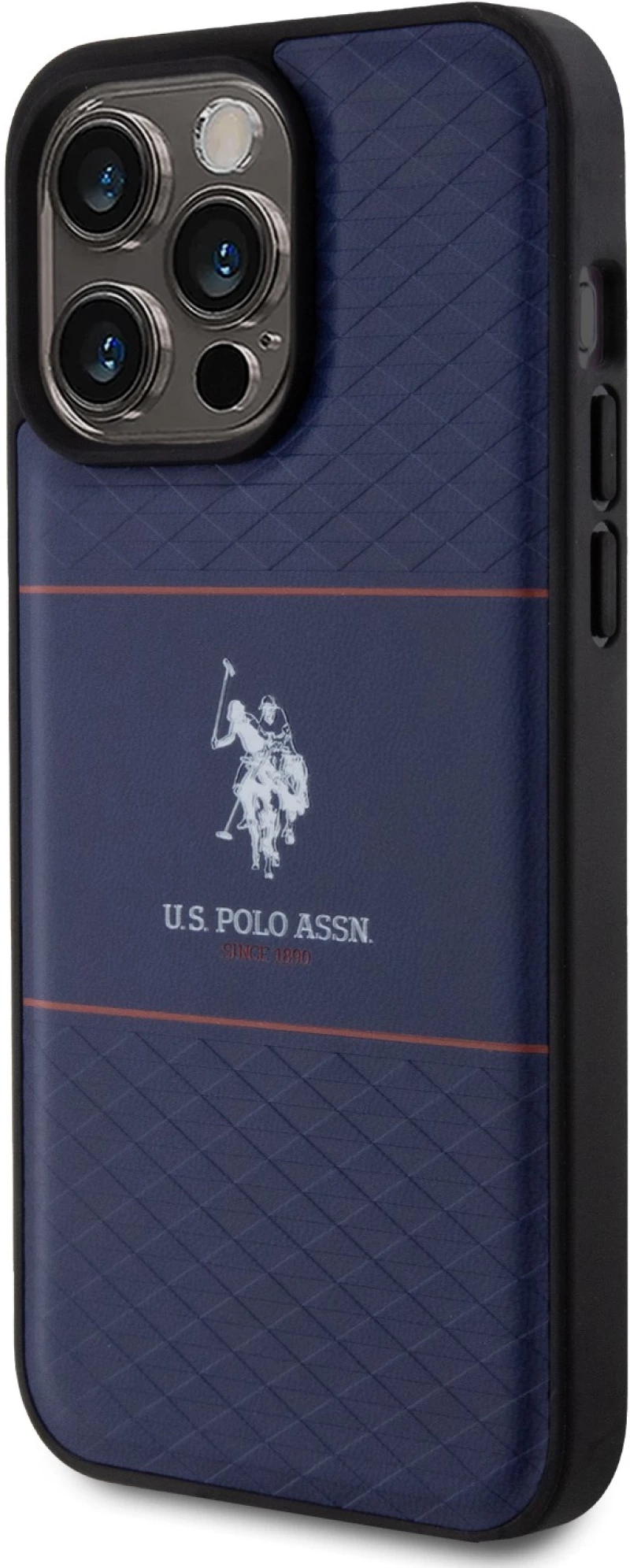 U.S. Polo Assn. HC PU Pattern Stripe – Θήκη προστασίας από σιλικόνη iPhone 15 Pro Max Navy – USHCP15XPTRV