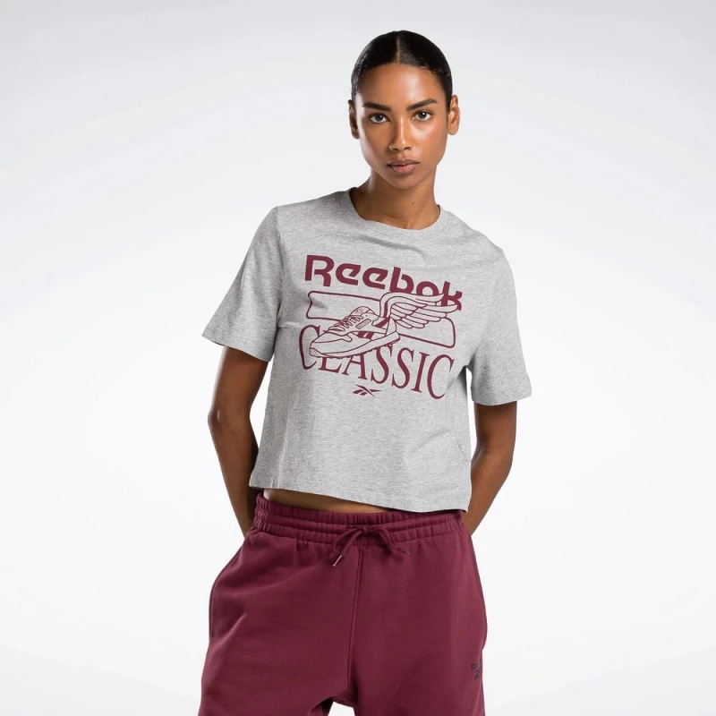 REEBOK Sport Graphic Tee Μπλούζα Γυναικεία 100036602 REEBOK Γκρι