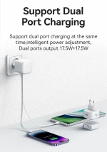 USAMS φορτιστής τοίχου US-CC202 με καλώδιο USB-C, USB-C, 35W GaN, λευκός