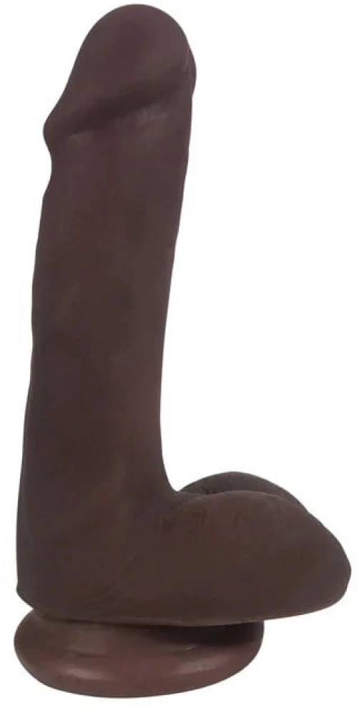 XR BRANDS THIN BROWN DILDO WITH TESTICLES EASY RIDERS 15'25 CM