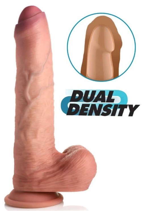 DILDO PENIS WITH TESTICLES DOUBLE DENSITY UNCUT FLESH 25 CM