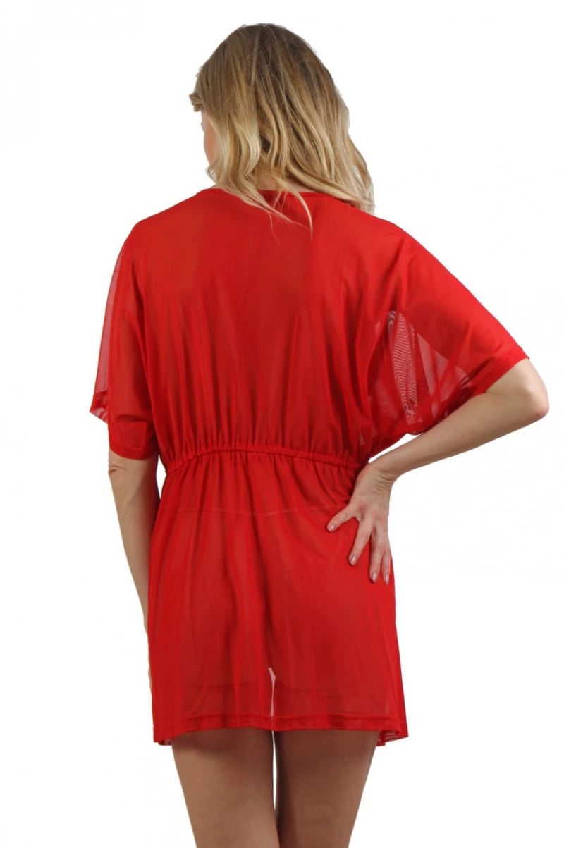 Fine fishnet Negligee Red