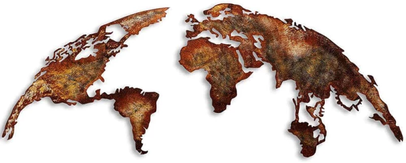 Διακοσμητικό Τοίχου World Map Medium 891TNL2433 150x59cm Copper Wallity Μέταλλο
