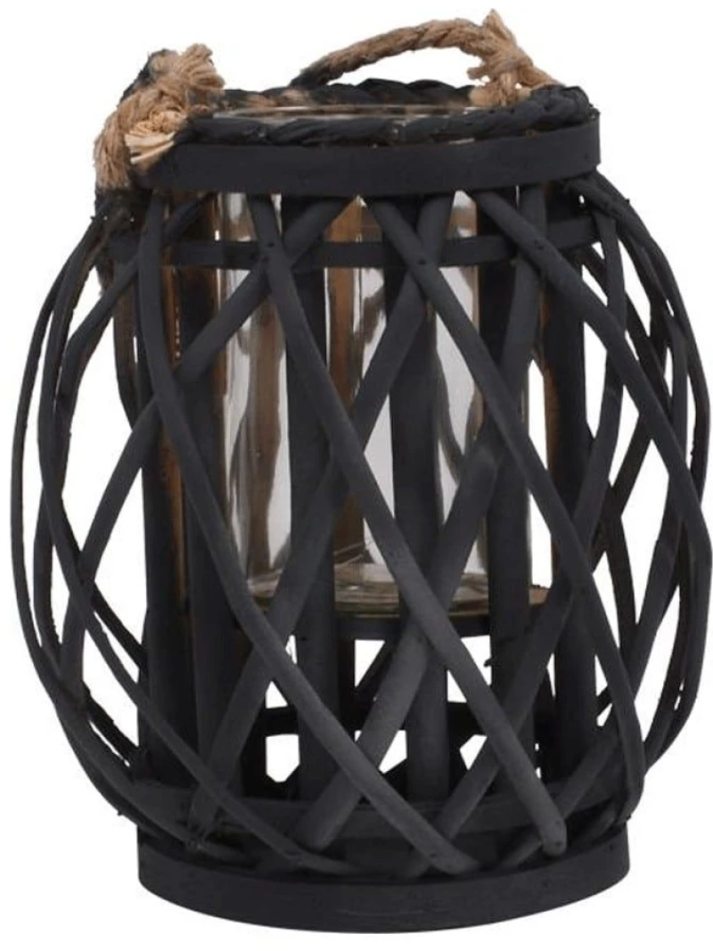 Φανάρι Amare 722-123-023 21x31cm Black Γυαλί,Bamboo