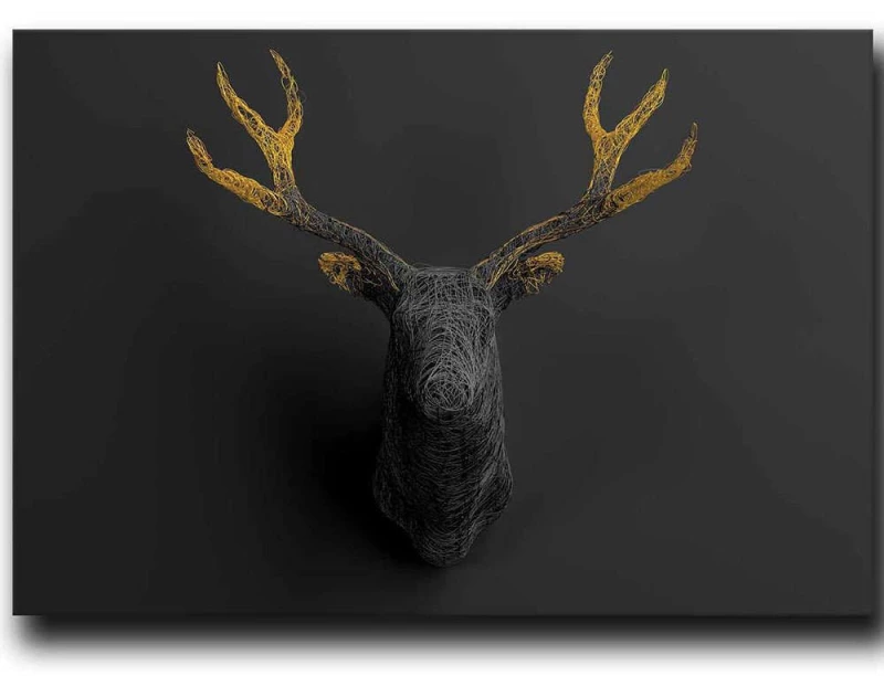 Πίνακας Καμβάς 122RMF1220 100x70cm Gold-Black Wallity Οριζόντιοι Ξύλο,Καμβάς