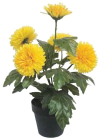 Τεχνητό Φυτό Χρυσάνθεμο Σε Κασπώ 04-00-24186-1 40cm Green-Yellow Marhome Συνθετικό Υλικό