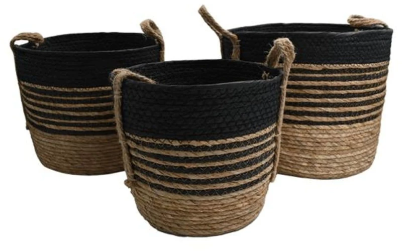 Κασπώ Ψάθινο Umeko (Σετ 3Τμχ) 726-124-008 Natural-Black Ψάθα